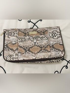PurseN Snake-Print Purse Organizer - Brown & Cream